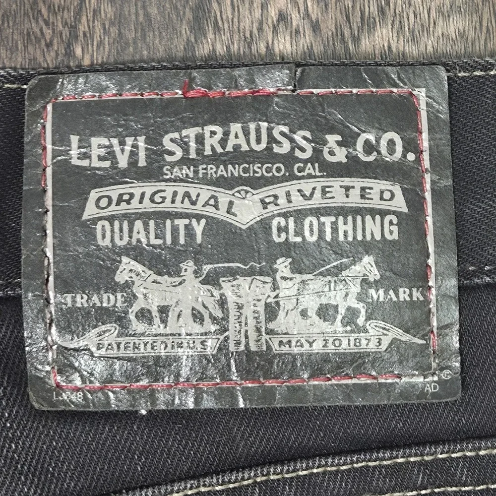 VTG Y2K Levis 511 Skinny Original Black Jeans Mens 33x32 Purple Checker Pockets